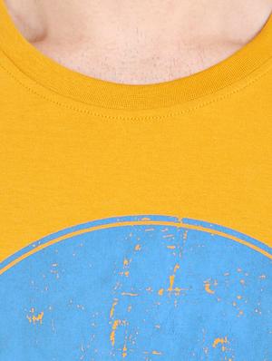 yellow cotton chest print t-shirt - 14413901 - Standard Image - 4