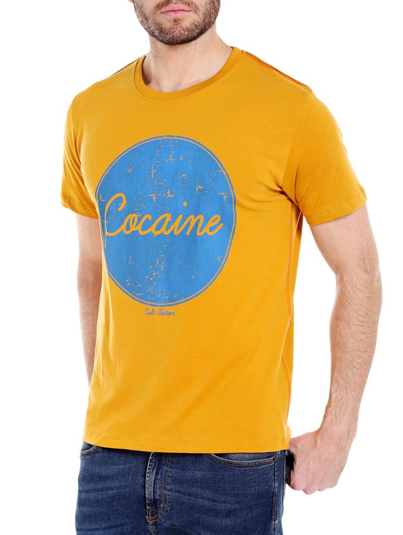 yellow cotton chest print t-shirt - 14413901 - Zoom Image - 2
