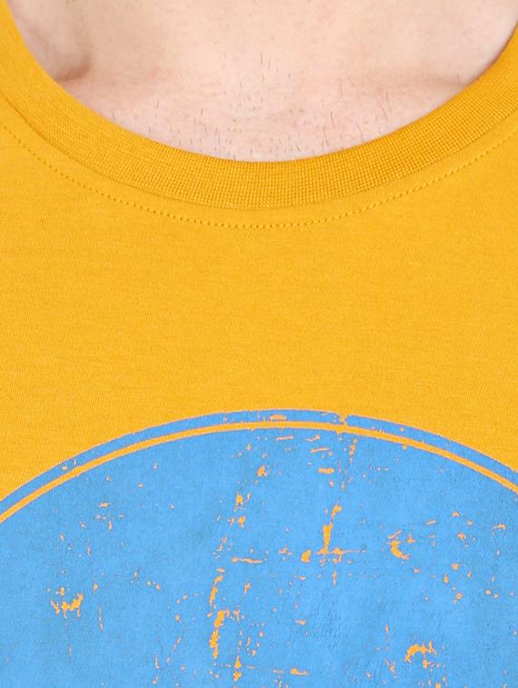 yellow cotton chest print t-shirt - 14413901 - Zoom Image - 4