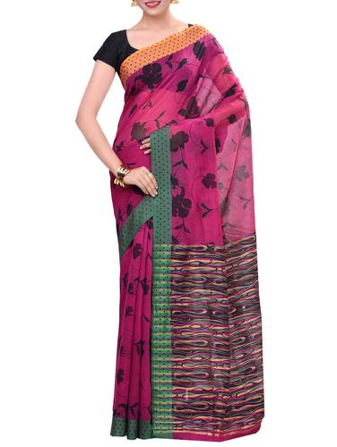magenta net banarasi saree with blouse - 14414411 - Very Small Image - 1