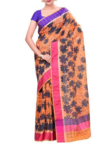peach net banarasi saree with blouse - 14414414 - Very Small Image - 1