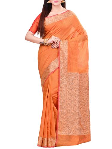 gold saree with blouse - 14414415 - Very Small Image - 1