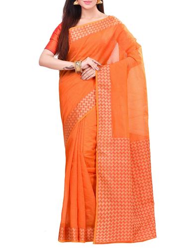 orange saree with blouse - 14414428 - Very Small Image - 1