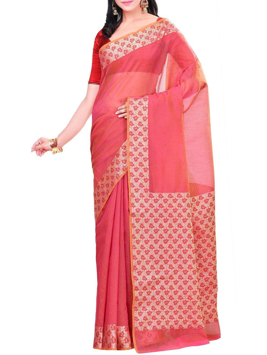 pink saree with blouse - 14414433 - Zoom Image - 1