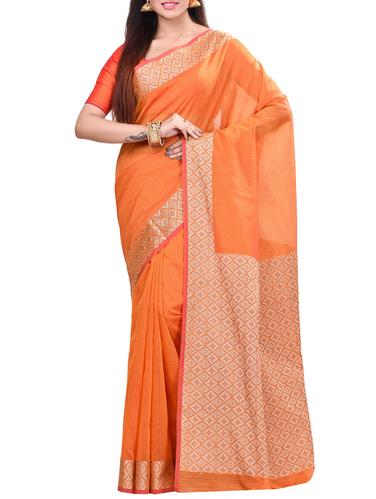 gold cotton blend banarasi saree with blouse - 14414445 - Very Small Image - 1