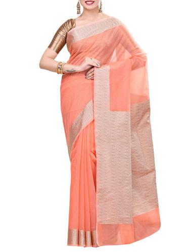 peach color saree with blouse - 14414462 - Very Small Image - 1