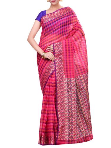 pink cotton blend banarasi saree with blouse - 14414468 - Very Small Image - 1