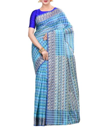 sky blue saree with blouse - 14414469 - Very Small Image - 1