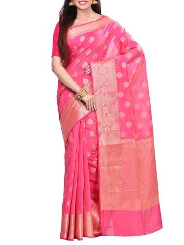 zari motif banarasi saree with blouse - 14414478 - Very Small Image - 1