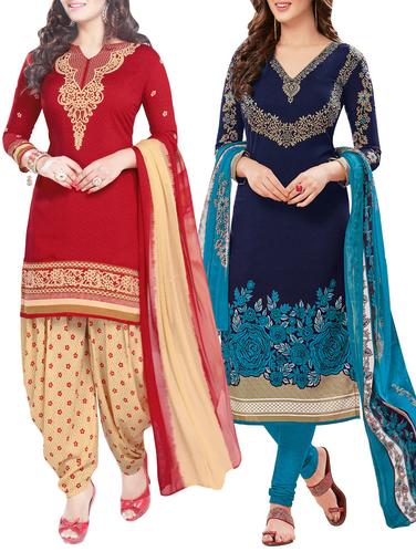 multicolored combos suits dress material - 14415462 - Very Small Image - 1