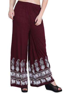 brown cotton palazzos - 14415515 - Standard Image - 1