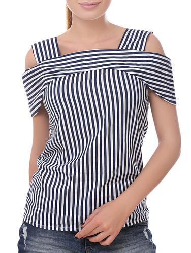 blue rayon stripped top - 14415519 - Very Small Image - 1