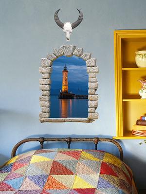 cortina window design 3d theme wall stickers - 14415647 - Standard Image - 2