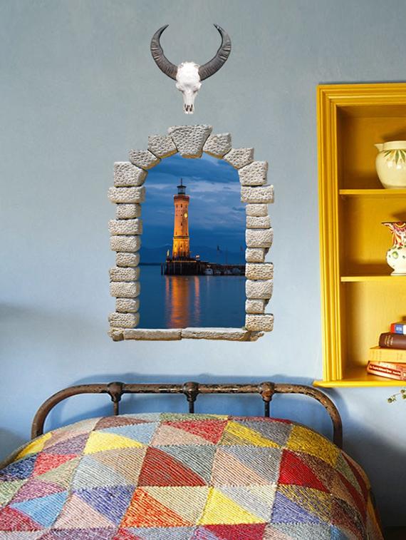 cortina window design 3d theme wall stickers - 14415647 - Zoom Image - 2