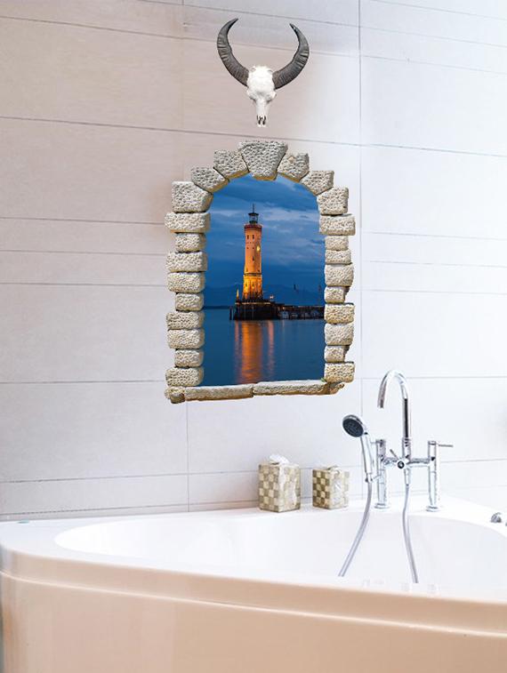 cortina window design 3d theme wall stickers - 14415647 - Zoom Image - 4