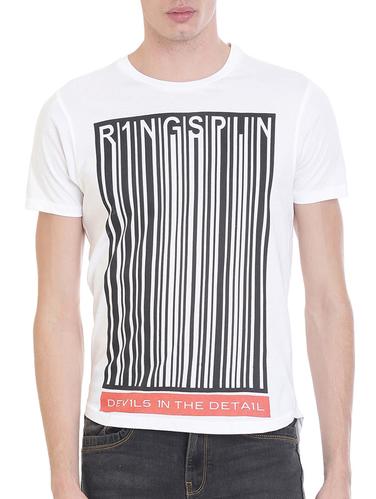 white cotton front print t-shirt - 14415688 - Very Small Image - 1