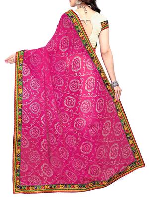 pink & wihte half and half saree with blouse - 14416385 - Standard Image - 2