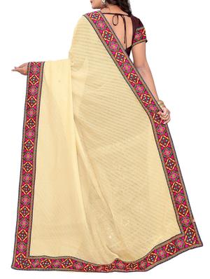 beige and brown half & half saree with blouse - 14416388 - Standard Image - 2