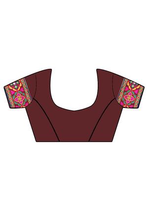 beige and brown half & half saree with blouse - 14416388 - Standard Image - 3
