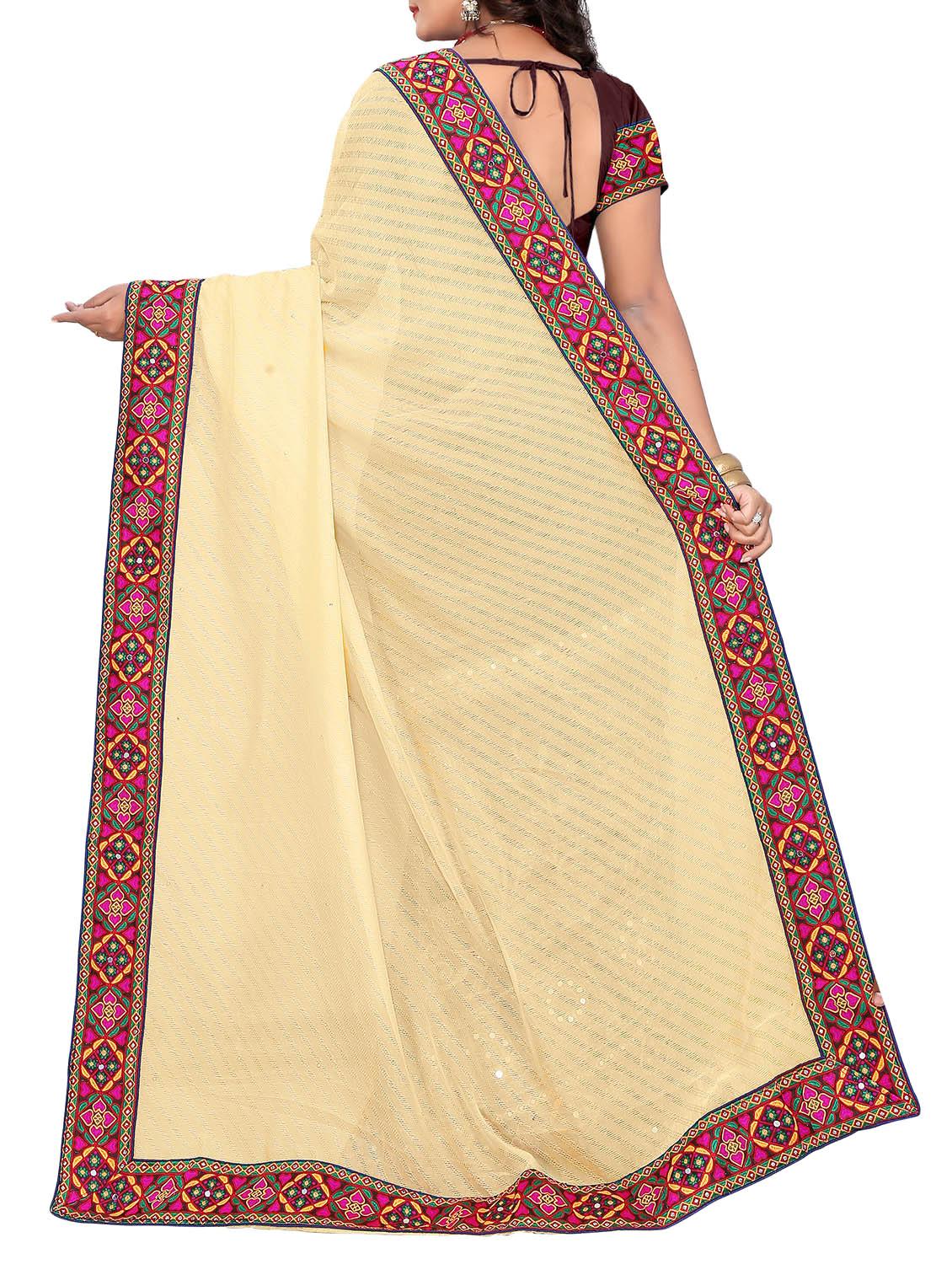 beige and brown half & half saree with blouse - 14416388 - Zoom Image - 2