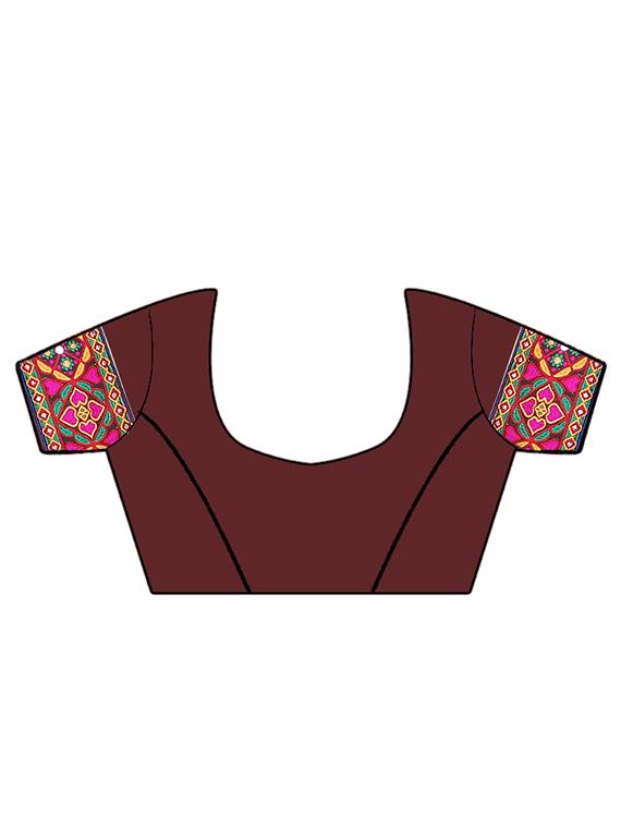 beige and brown half & half saree with blouse - 14416388 - Zoom Image - 3
