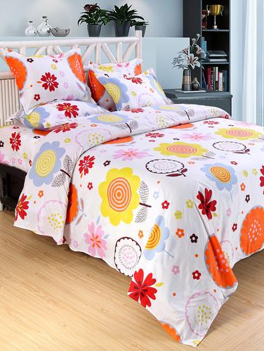 Printed PolyCotton Double Bed Sheet with 2 Pillow Covers - 14416520 - Very Small Image - 1
