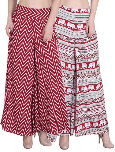 Set of 2 multi colored crepe palazzo - 14417528 - Very Small Image - 1