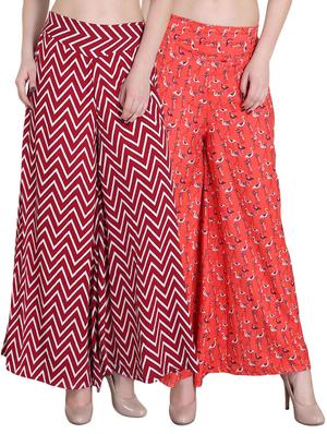 Set of 2 multi colored crepe palazzo - 14417529 - Standard Image - 1