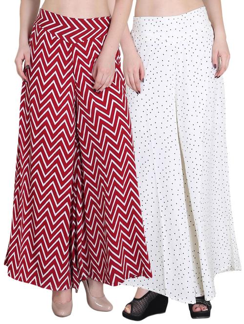 set of 2 multi colored crepe palazzo - 14417532 - Standard Image - 1