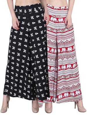 Set of 2 multi colored crepe palazzo - 14417539 - Standard Image - 1