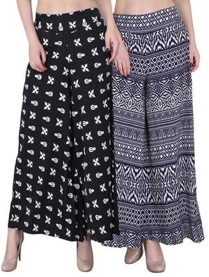 Set of 2 multi colored crepe palazzo - 14417541 - Standard Image - 1