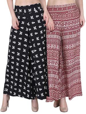 Set of 2 multi colored crepe palazzo - 14417544 - Standard Image - 1