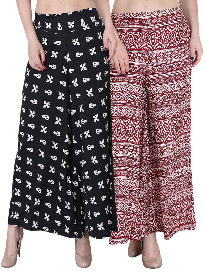 Set of 2 multi colored crepe palazzo - 14417544 - Zoom Image - 1