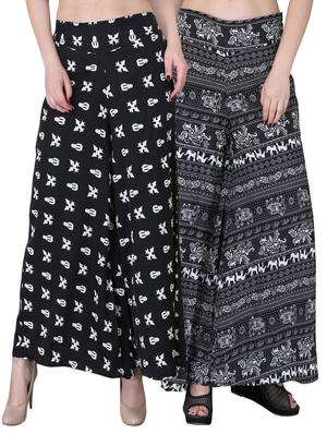 Set of 2 multi colored crepe palazzo - 14417545 - Standard Image - 1