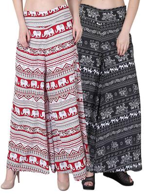 Set of 2 multi colored crepe palazzo - 14417555 - Standard Image - 1