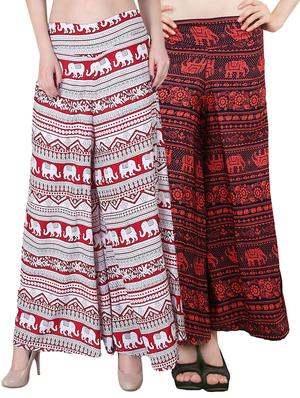 Set of 2 multi colored crepe palazzo - 14417556 - Standard Image - 1