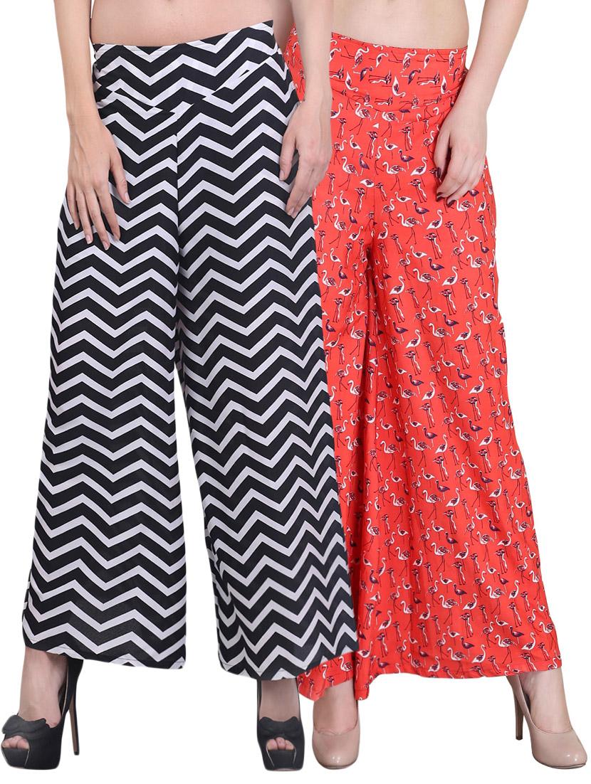 Set of 2 multi colored crepe palazzo - 14417567 - Zoom Image - 1
