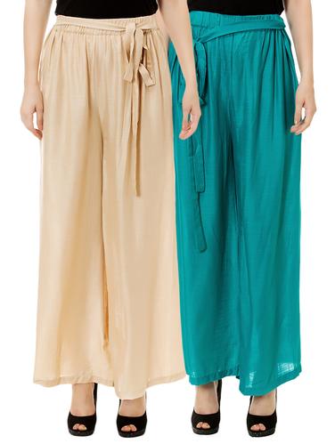 Set of 2 multi colored rayon palazzo - 14417585 - Very Small Image - 1