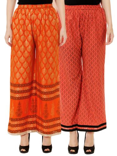 Set of 2 multi colored rayon palazzo - 14417588 - Very Small Image - 1