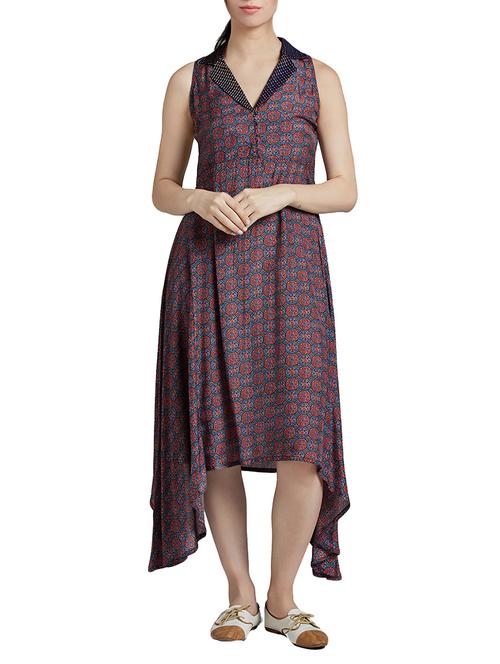 lapel neck asymmetric dress - 14417852 - Standard Image - 1