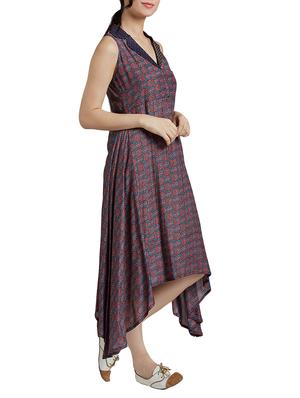 lapel neck asymmetric dress - 14417852 - Standard Image - 2