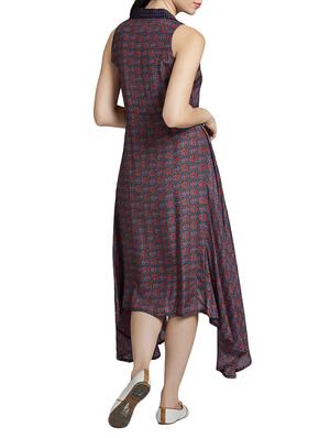 lapel neck asymmetric dress - 14417852 - Standard Image - 3