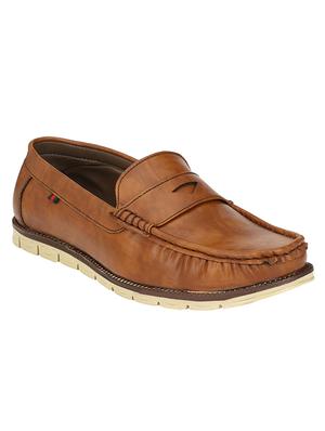 brown leatherette slip on loafer - 14418081 - Standard Image - 1