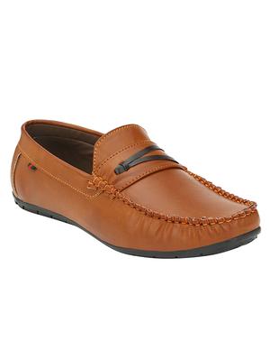 tan leatherette slip on loafer - 14418084 - Standard Image - 1