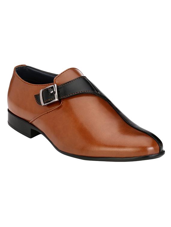tan Leatherette slip on monk strap - 14418088 - Zoom Image - 1