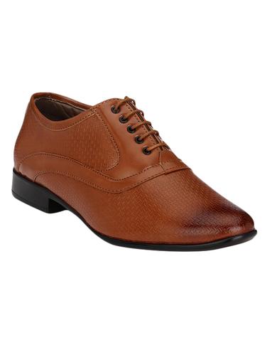 tan Leatherette lace-up oxford - 14418094 - Very Small Image - 1