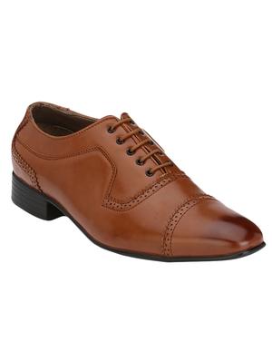 tan Leatherette lace-up oxford - 14418097 - Standard Image - 1