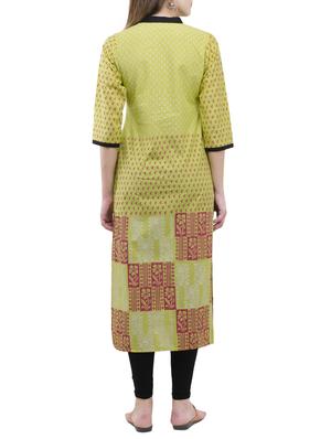 green cotton straight kurta - 14418102 - Standard Image - 3
