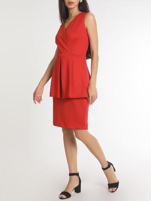 red pleated layered dress - 14418166 - Standard Image - 2