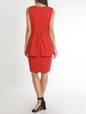 red pleated layered dress - 14418166 - Standard Image - 3